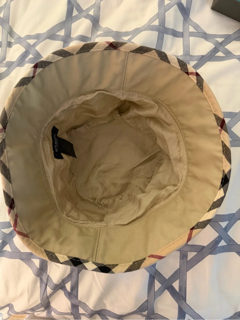 Burberry Beige Kids Bucket Hat with Signature Plaid Trim